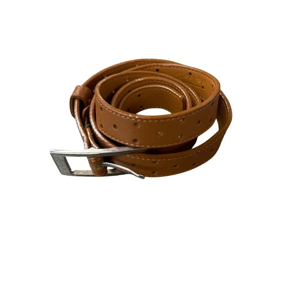 Talbots Belt Womens Medium Brown Excellent Leather Perforated Made in Italy